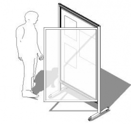 Bacheca autoportante su ruote fondo METALLICO per magneti MD-ALBAM-D2R