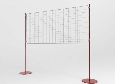 Griglia espositiva con basi tonde effetto corten