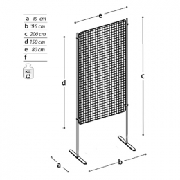 Pannello espositivo EXPO' "griglia metallica" con basi diritte.MD-EXGD2
