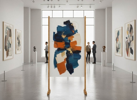 Pannelli espositivi autoportanti con struttura in legno e  lastra in swedboard stampabile o in osb