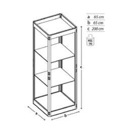 Vetrina espositiva smontabile CLIPPER "vetro plastico"cm 65x65x200h.
