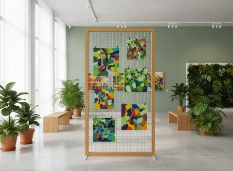 Pannello griglia con telaio in legno